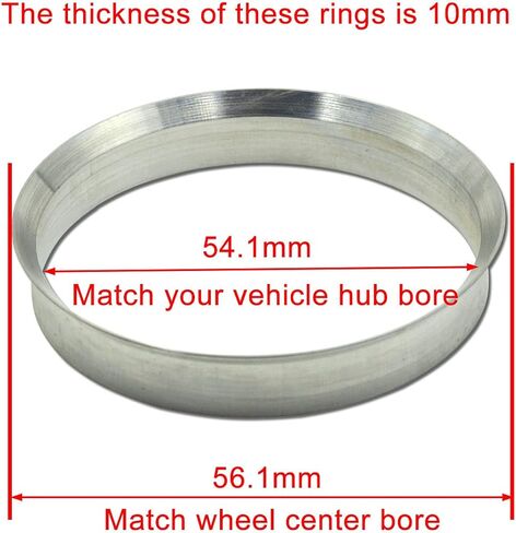 حلقات مركزية من 54.1 إلى 56.1، حلقات مركزية من الألومنيوم الفضي متوافقة مع Mazda Miata Toyota Prius Corolla Yaris، معرف 54.1 مم إلى 56.1 مم OD، حزمة من 4 in Kuwait