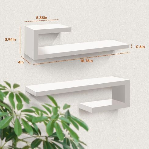 Golden State Art, Floating Shelves, Modern Wall Shelves for Wall Decor, Living Room/Bedroom/Kitchen/Home Office, Floating Shelf for Home Storage & Organization, 15.75 in, White, Set of 4 in Saudi Arabia