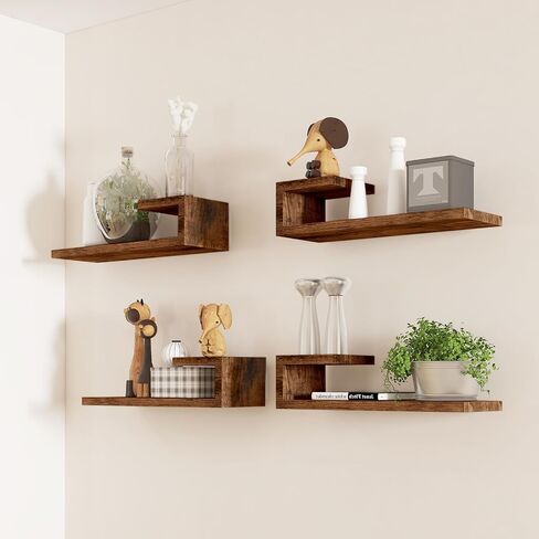 Golden State Art, Floating Shelves, Modern Wall Shelves for Wall Decor, Living Room/Bedroom/Kitchen/Home Office, Floating Shelf for Home Storage & Organization, 15.75 in, White, Set of 4 in Saudi Arabia