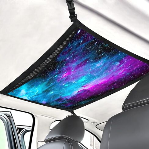 Skull Car Ceiling Cargo Net Pocket Hanging Storage Bag with Zipper 31.5"x21.6" Double-Layer Mesh Car Roof Storage Organizer Long Road Trip Truck SUV Travel Camping in Saudi Arabia