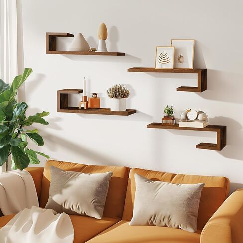 Golden State Art, Floating Shelves, Modern Wall Shelves for Wall Decor, Living Room/Bedroom/Kitchen/Home Office, Floating Shelf for Home Storage & Organization, 15.75 in, White, Set of 4 in Saudi Arabia