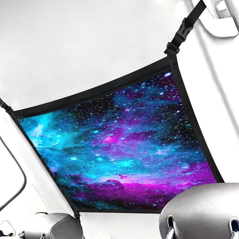 Skull Car Ceiling Cargo Net Pocket Hanging Storage Bag with Zipper 31.5"x21.6" Double-Layer Mesh Car Roof Storage Organizer Long Road Trip Truck SUV Travel Camping in Saudi Arabia