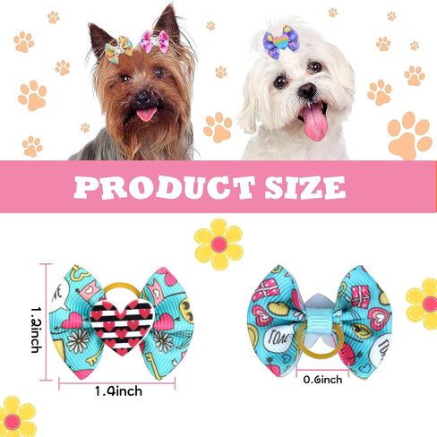 40PCS Christmas Dog Bows Cute Puppy Dog Small Bowknot Hair Bows with Rubber Bands Small Dog Hair Bowknot Pet Hair Accessories Pet Grooming Accessories for Party (Christmas Theme) in Kuwait