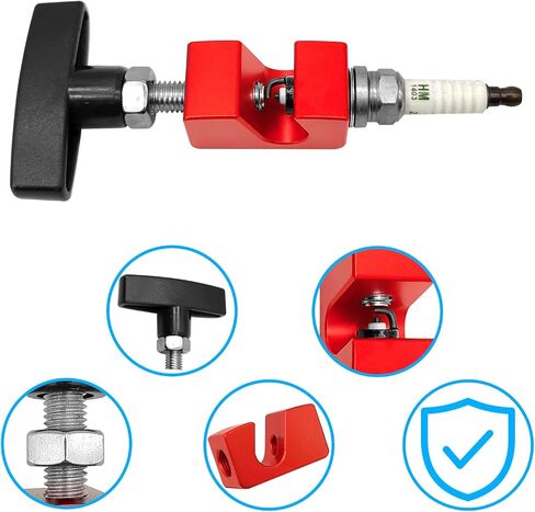ZKTOOL مشبك دعم الرفع مع حماية أساسية من النحاس، مشبك دعامة غطاء محرك السيارة الأحمر وفرجار سدادة الإشعال أداة 2 في 1، أداة فجوة سدادة الإشعال 14 مم، مشبك دعم رفع غطاء المحرك، مشبك غطاء محرك السيارة العالمي... in Saudi Arabia