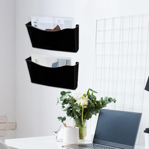 8 Pcs Clear Acrylic File Holder Wall Organizer Expandable Pocket Wall File Set Hanging File Organizer Wall Mount File Holder Wall Hanging File Organizer for Office Home Classroom (Clear) in Saudi Arabia