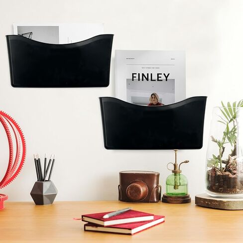 8 Pcs Clear Acrylic File Holder Wall Organizer Expandable Pocket Wall File Set Hanging File Organizer Wall Mount File Holder Wall Hanging File Organizer for Office Home Classroom (Clear) in Saudi Arabia