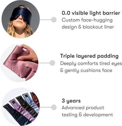 DROWSY Silk Sleep Mask. Face-Hugging, Padded Silk Cocoon for Luxury Sleep in Total Darkness. (Black Jade) in Kuwait