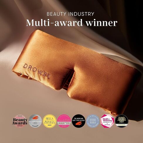 DROWSY Silk Sleep Mask. Face-Hugging, Padded Silk Cocoon for Luxury Sleep in Total Darkness. (Black Jade) in Kuwait