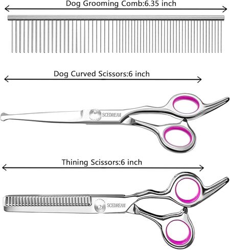 Dog Grooming Scissors for Dogs with Safety Round Tips, 5 in 1 Dog Scissors for Grooming, Curved Dog Grooming Scissors,Professional Pet Grooming Shears Set for Dogs and Cats in Kuwait