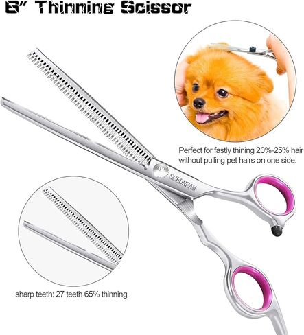 Dog Grooming Scissors for Dogs with Safety Round Tips, 5 in 1 Dog Scissors for Grooming, Curved Dog Grooming Scissors,Professional Pet Grooming Shears Set for Dogs and Cats in Kuwait