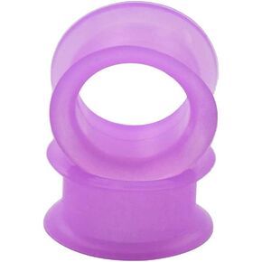 Pair 11/16" (18MM) PURPLE SILICONE EYELET TUNNELS Double Flare Gauges Thin Soft Flexible Flesh Plugs (2pcs)