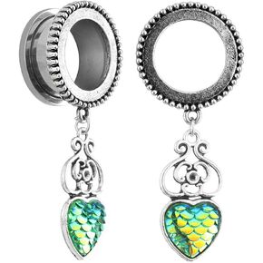 2Pcs Ear Flesh Tunnels Ear Stretcher Fish Scale Dangle Ear Gauge Body Piercing
