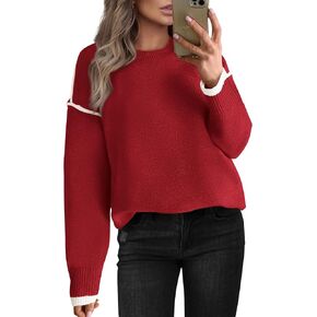 BTFBM Fall Sweaters for Women 2024 Trendy Casual Crew Neck Long Sleeve Loose Ribbed Knit Sweater Pullover Jumper Tops