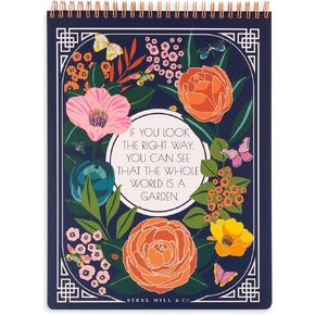 Steel Mill & Co Large Top Spiral Notebook College Ruled, 11" x 8.5" with Durable Hardcover and 160 Lined Pages, Pink Poppy