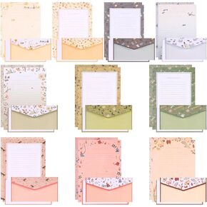 20 Pack Stationery Paper and Envelopes Set, Stationery Set Includes 60 Stationery Envelopes and 120 Sheets of Lined Stationery Writing Paper, 10 Styles (180 PCS)