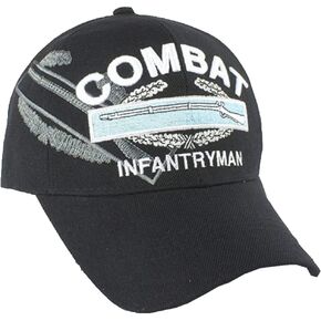Combat Infantryman (Emblem) (Subdued Emblem on Side) (CIB on Bill) (Silver Letters) Baseball Cap (Black)