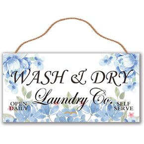 Feyerr Laundry Room Blue Ednchantress Décor Farmhouse Laundry Room Wall Art for Kitchen Laundry Room Bathroom 6x12 Inches