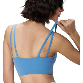 Strappy Sports Bra Sexy Workout Tank Tops for Women with Removable Pads Longline Backless Yoga Bra