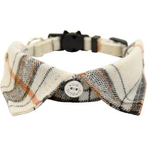Lapel Cat Collar Breakaway with Bell, Plaid Turndown Collar Cat Collar for Kittens Adjustable 9-11in (2pcs Beige&Coffee) in Saudi Arabia
