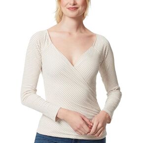Jessica Simpson Womens Kiki Surplice Long Sleeve Wrap Top