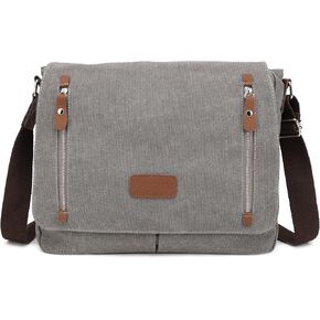 Canvas Messenger bag for Men Women, Shoulder Crossbody Bag for 13.3" Laptop, Office,Business