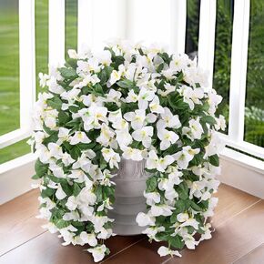Artificial Faux Bougainvillea Flowers Plants for Outdoor Outside Summer Decoration, 2 PCS Fake Silk Long Trailing Vines UV Resistant Realistic for Front Door Porch Planter Urn Patio Balcony, Hotpink