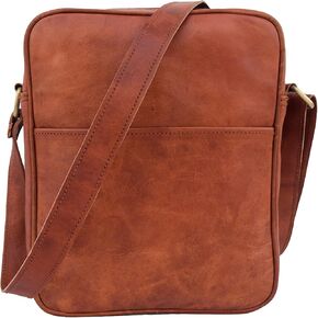 Handmade Vintage Leather Messenger Crossbody Bag Men Women Unisex Teens Satchel Handbag Sling Bags Fits iPad/Tab Mini, Small 11 Inches