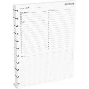11-Disc Undated Daily Plan Paper Refill, 120 GSM, 50 Sheets (100 Pages/Days), Discbound Pre-Punched Inserts, Loose Leaf, White, 8.5 x 11 Inch, Daily To-Do, Notes, and Scheduling