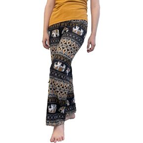 Trendy Thai Elephant Trousers - Elastic Waist with Drawstring - Women Animal Print Pants