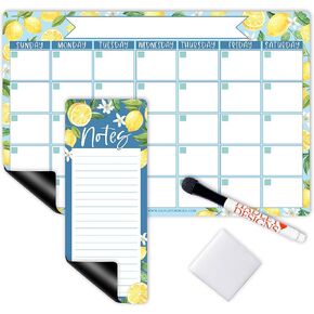 Lemon Large Magnetic Calendar for Fridge Dry Erase Board for Refrigerator - Magnetic Fridge Calendar Dry Erase Magnetic Whiteboard Calendar, Magnetic Dry Erase Calendar for Fridge Planner Magnet…