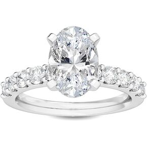 1-5 Carat (ctw) White Gold Oval,Round Cut LAB GROWN Diamond Side Stone Engagement Ring (Color D-E Clarity VS1-VS2)