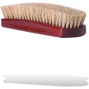 Valentino Garemi Prime Shoe Brush – Superior Shine & Polish - Real Horse Hair & Large Mahogany Dye Wood Handle –Made in Germany (Dark Bristles)