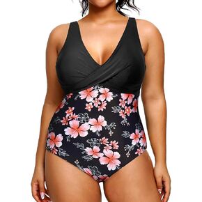 Yonique Plus Size Swimsuit One Piece Bathing Suits for Women Tummy Control Slimming Swimwear