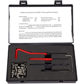 30Pcs Thread Repair Kit M6x0.75 Helicoil Kit Thread Insert Repair Tool Six-piece Suit for Female Thread Repairing