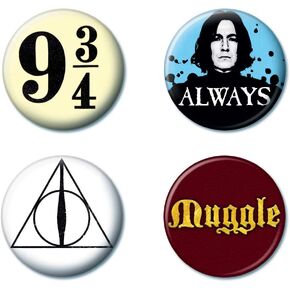 Ata-Boy Harry Potter Button Set 4 Button Set, 1.25"- Officially Licensed Collectible Buttons…