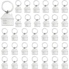 35 Pcs House Shaped Pendant Keychains Keyings Home Keychain Gifts House with Window Mental Keyring for Men and Women Gift