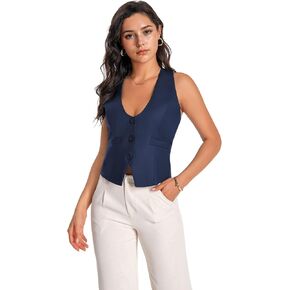YUNCLOS Womens Versatile Racerback Vest Casual Vintage Steampunk Dressy Suit Waistcoat