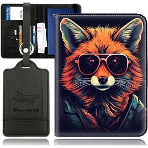 حامل جواز السفر مع مجموعة بطاقات الأمتعة، غطاء جواز السفر مع حجب RFID، محفظة جواز السفر متعددة الفتحات، حامل مستندات السفر من الجلد المقاوم للماء للنساء والرجال، حافظة جواز سفر مضحكة على شكل قطة سوداء in Kuwait