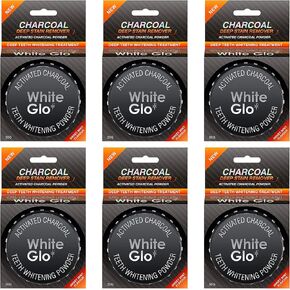 White Glo Activated Charcoal Teeth Whitening Powder, Highly Absobent to Clean Deep Stains and Discolouration, Fresh Mint Flavour (Pack of 6) in Saudi Arabia