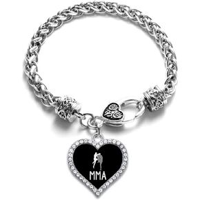Inspired Silver - Silver Open Heart Charm Bracelet with Cubic Zirconia Jewelry