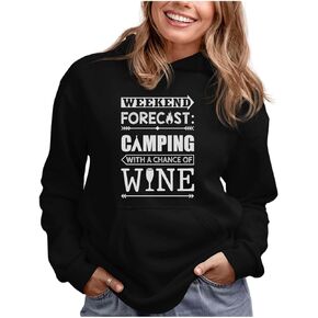 Tstars Camping Hoodie Camper Gifts Campfire Outdoor Sweatshirt Funny Hoodies for Women