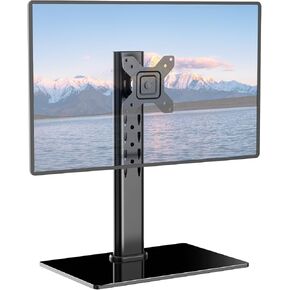 WALI Single Monitor Stand, Height Adjustable Monitor Mount, Freestanding Desk Monitor Stand Riser with Mounting Holes 75 to 100 Fits Monitor Screen up to 43 inch, 33lbs,(GMF001XLN), Black