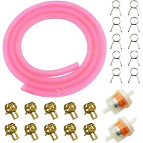 PRO BAT 16.4-Ft Length Stretchy 0.2'' I.D. Fuel Line+20pcs 0.35" I.D. Hose Clamps+2pcs Fuel Filters for ATV Dirt Bike Go Kart Moped Pocket Bike Most Chinese Scooter Stratton Small Engines, Blue