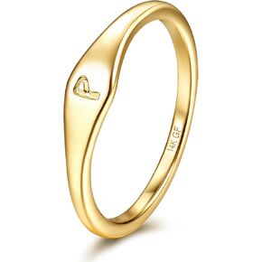 Florideco 14K Gold Filled Ring Gold Initial Ring Dainty Gold Simple Letter Band Rings Signet Stackable Pinky Alphabet Thin Gold Thumb Rings for Women Non Tarnish Size 6 7 8 9 10