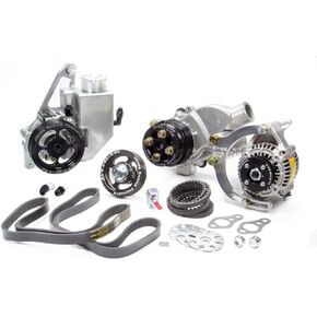 Pulley Kit, 6 Rib/HTD Serpentine, Aluminum, Black Anodized, Small Block Chevy, Kit