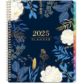 2025 Planner - Planner 2025, Jan 2025 - Dec 2025, 2025 Planner Weekly and Monthly, 9" x 11", Flexible Cover, Twin-wire Binding, Holidays, Monthly Tabs, Back Pocket, Habit Tracker