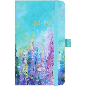 Pocket Calendar 2025-2027 - JAN 2025 - DEC 2027, Monthly Pocket Planner/Calendar 2025, 3 Year Monthly Planner (36-month), 60 Notes Pages, with Contacts, Holiday & Pen Holder, Back Pocket, Oil Painting