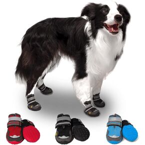 Dog Boots - Breathable Safety Shoes for Hot Pavement - Adjustable Non Slip Booties in Sport Style for Small Dogs - Prevent Accidental Injuries to Dog Paws (4PCS)(2#,2.28" L x1.77 W) Red (Blue, 4)