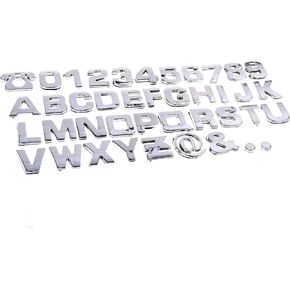 Cosmos 40 Pcs Silver Tone Plastic Car Letters Number Sticker 3D Emblem Trim Badge Decal Sticker