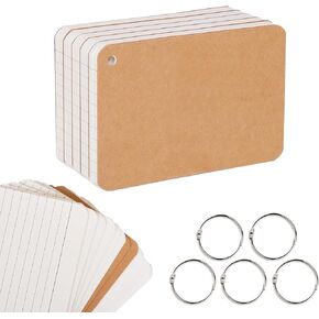 500 PCS Index Cards 3x5 Inches Flash Cards with Ring, Punched Lined Flashcards Ruled Index Cards Notecards Study Cards Heavy Note Cards(White,5 Packs of 100)